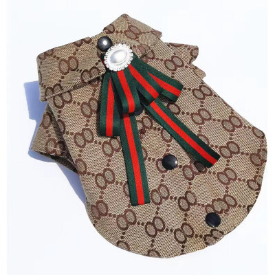 Mājdzīvnieku apģērbs Pavasara rudens suņu kleita kaķu princeses svārki Rozā kafijas rūtainais krekls Maza un vidēja izmēra suņu kleita