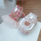 1PC îmbrăcăminte pentru animale de companie pisică toamnă și iarnă îngroșată rochie caldă de cuplu urs vestă roz cu cataramă cu șnur pentru câini mici și mijlocii