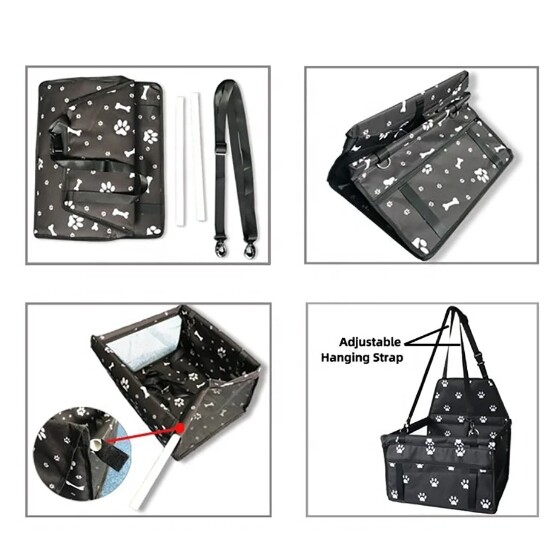 Suņu automašīnas sēdeklis, Oksfordas elpojošs salokāms, mīksts mazgājams ceļojumu soma kaķiem, mājdzīvnieku ceļojumu soma ar drošības pavadu