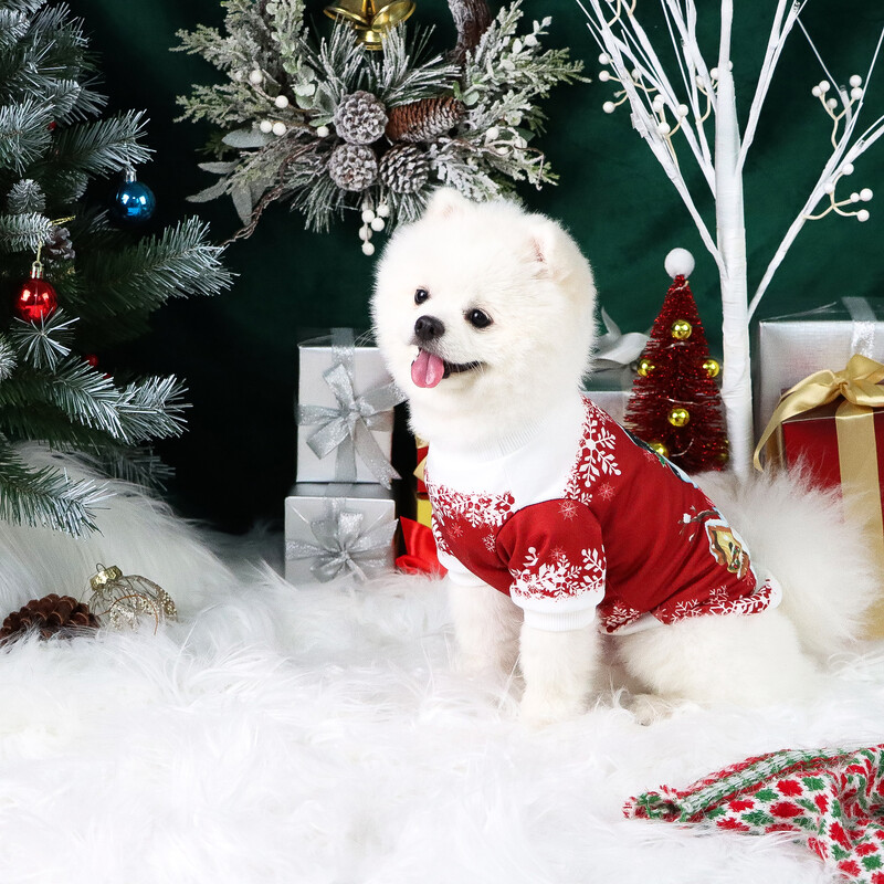 Hanorace pentru câini pentru haine de iarnă pentru cățeluși cu hanorace drăguț cu imprimeu de om de zăpadă pentru câini mici, mijlocii, pisici, cămăși calde și confortabile cu