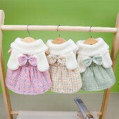 Miela princesės šunų katės suknelė, lankelio dizaino naminio šuniuko žieminis paltuko komplektas mergaitei šuniui