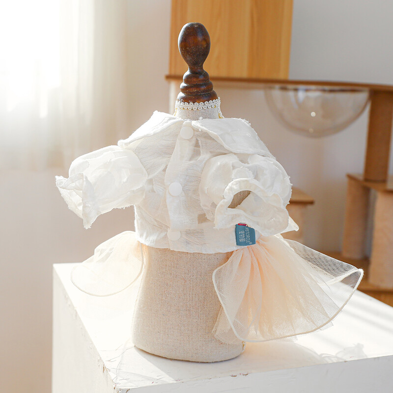 1PC îmbrăcăminte pentru animale de companie pisică primăvară/vară rochie albă subțire Figaro rochie de mireasă prințesă potrivită pentru câini mici și mijlocii