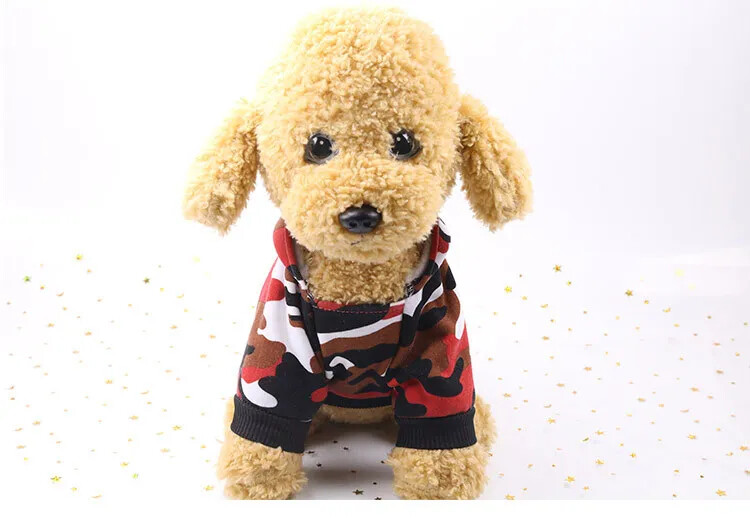 Šunų pavasario ir rudens kamufliažiniai drabužiai nešvarūs gražūs naminių gyvūnėlių drabužiai katės pėdos su gobtuvu