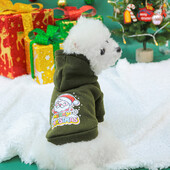 1vnt augintinio kostiumas Kalėdinis sniego senelis armijos žalias megztinis su gobtuvu tinka mažiems ir vidutinio dydžio šunims