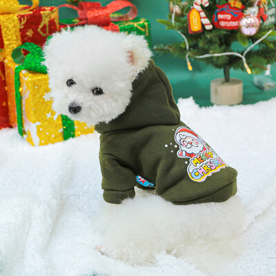 1vnt augintinio kostiumas Kalėdinis sniego senelis armijos žalias megztinis su gobtuvu tinka mažiems ir vidutinio dydžio šunims