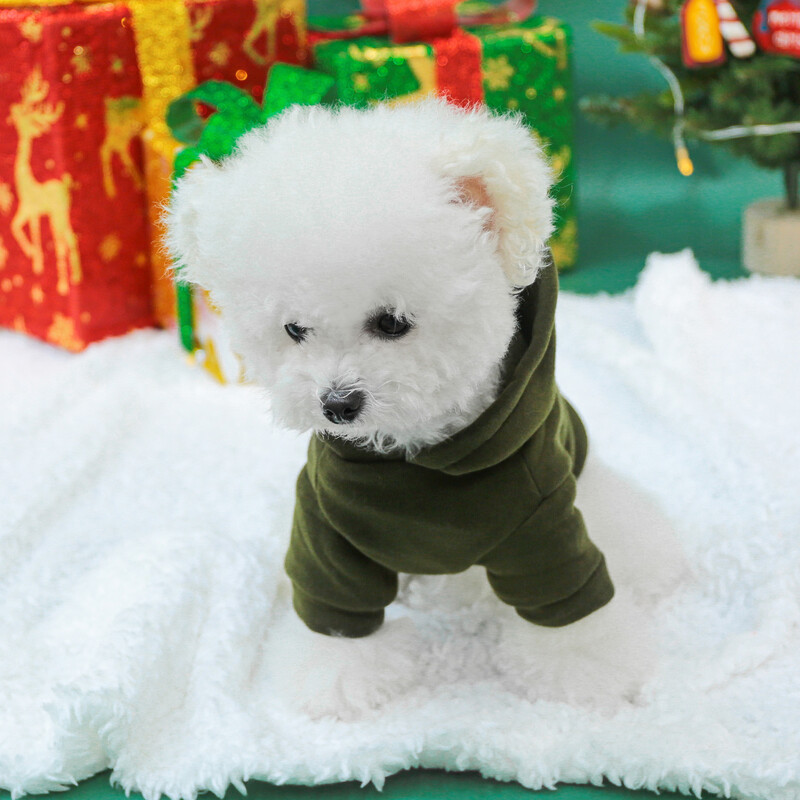 1vnt augintinio kostiumas Kalėdinis sniego senelis armijos žalias megztinis su gobtuvu tinka mažiems ir vidutinio dydžio šunims