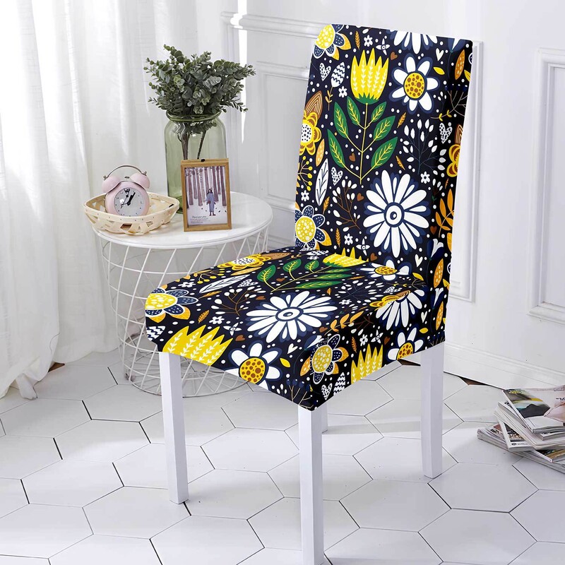 Husă pentru scaune cu imprimare extensibilă transfrontalieră, husă pentru scaune de acasă de hotel, all inclusive, din mătase de lapte, husă pentru masă și scaun, rezistentă la praf, dintr-o bucată