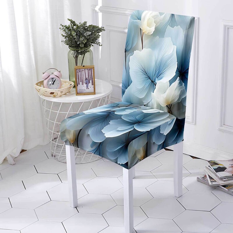 Husă pentru scaune cu imprimare extensibilă transfrontalieră, husă pentru scaune de acasă de hotel, all inclusive, din mătase de lapte, husă pentru masă și scaun, rezistentă la praf, dintr-o bucată