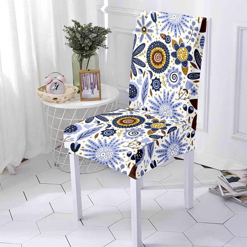 Husă pentru scaune cu imprimare extensibilă transfrontalieră, husă pentru scaune de acasă de hotel, all inclusive, din mătase de lapte, husă pentru masă și scaun, rezistentă la praf, dintr-o bucată