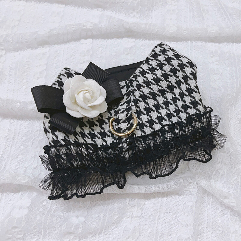 Haine pentru câini Curea pentru piept cu flori Costum de tracțiune cu picioare de gală pentru câini de talie mică, pisică, ham, vestă cu plumb pentru plimbarea, accesorii pentru animale de companie