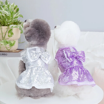 Visiškai blizgučiai sukurta princesės šunų suknelė mažiems šunims Vestuvinis šuniuko kostiumas šventiniam gimtadienio vakarėliui Mielos suknelės pakinktai
