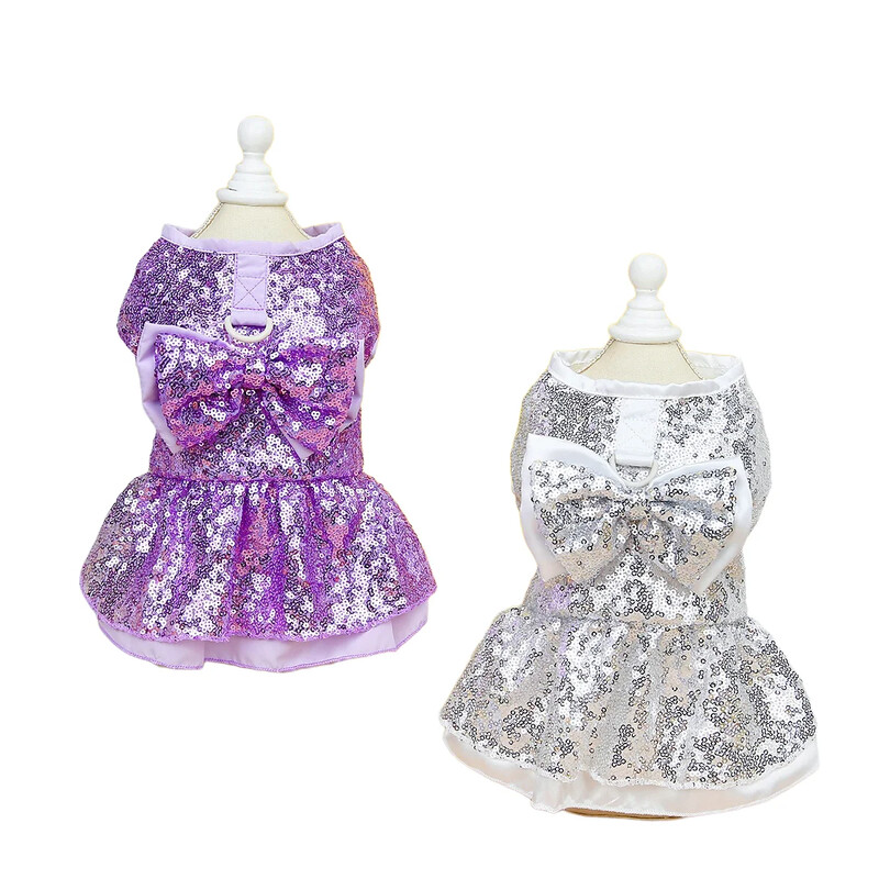 Visiškai blizgučiai sukurta princesės šunų suknelė mažiems šunims Vestuvinis šuniuko kostiumas šventiniam gimtadienio vakarėliui Mielos suknelės pakinktai