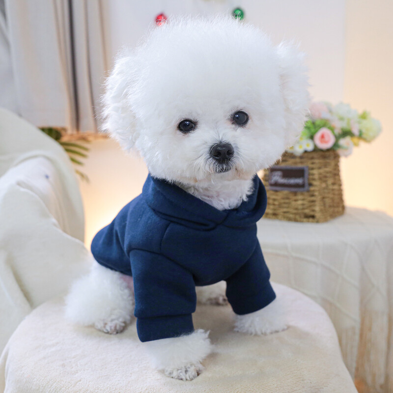 Alb California Smog Blue Hoodie Îmbrăcăminte pentru animale de companie Îmbrăcăminte pentru câini Îmbrăcăminte pentru câini de talie mică Îmbrăcăminte de toamnă și iarnă caldă și confortabilă