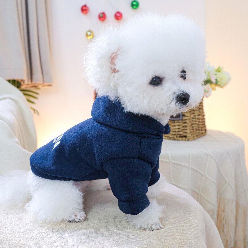 Alb California Smog Blue Hoodie Îmbrăcăminte pentru animale de companie Îmbrăcăminte pentru câini Îmbrăcăminte pentru câini de talie mică Îmbrăcăminte de toamnă și iarnă caldă și confortabilă