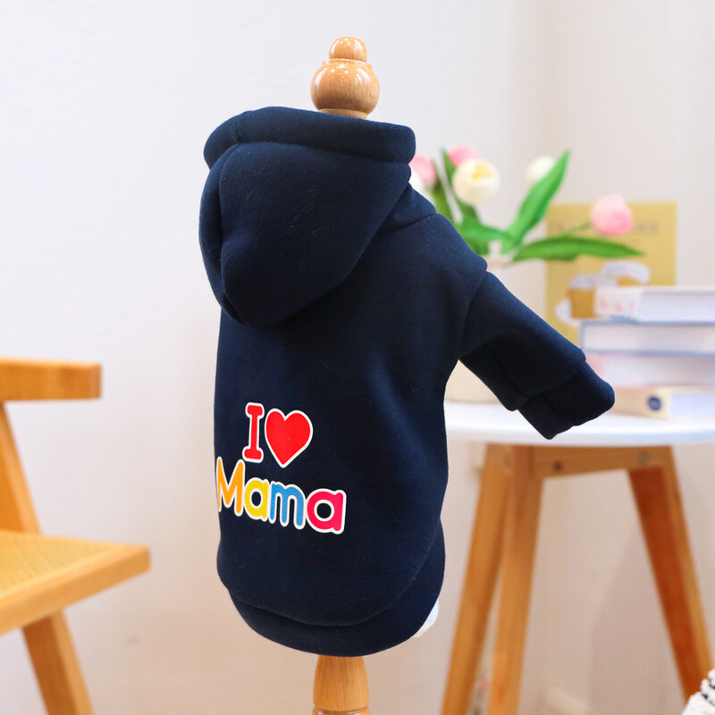 Aš myliu savo mamą. „Haze Blue“ gobtuvas, naminių gyvūnėlių drabužiai, šunų drabužiai, mažų šunų drabužiai, rudens ir žiemos stiliai, šilta ir patogu