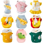 Haine pentru câini din desene animate, papion drăguț, ghiozdan, îmbrăcăminte pentru animale de companie pentru câini de talie mică, costume pentru cățeluș, haină, pulover cald de pluș Chihuahua