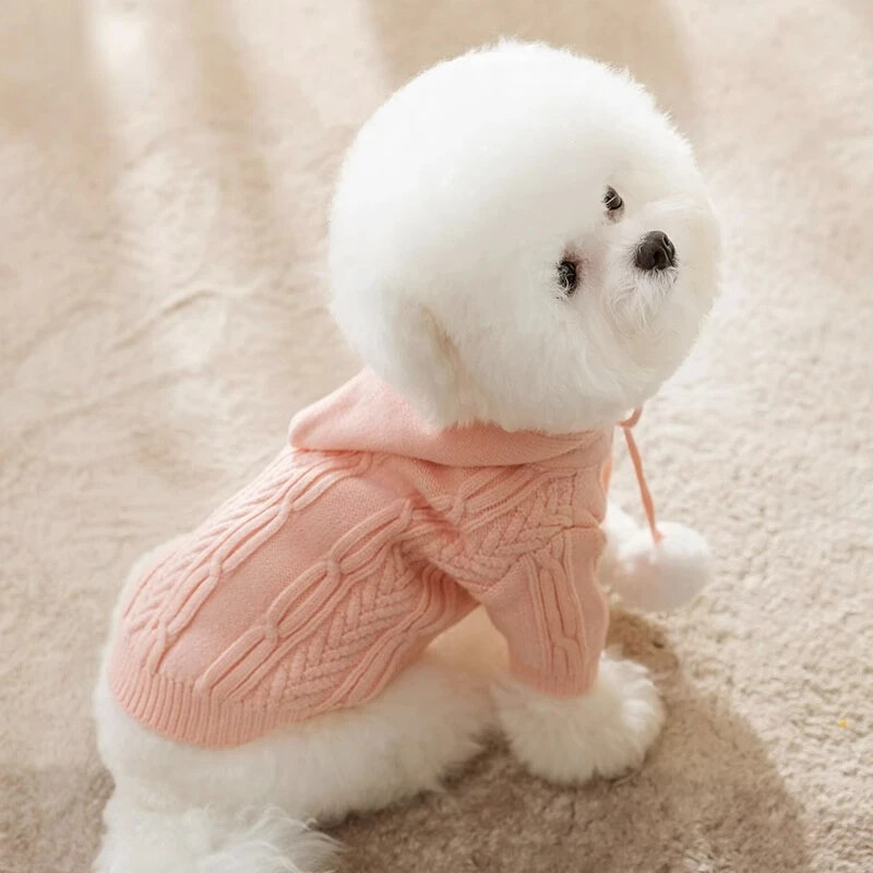 Toamnă Iarnă Pisică Pulover Minge Păr Picioare Câine Picioare Călduș Cu Glugă Pulover tricotat Câine Mic Mediu Teddy Îmbrăcăminte pentru animale de companie Haine pentru cățeluș