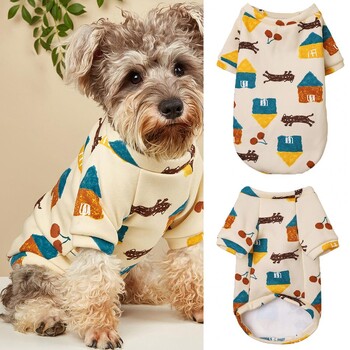 Pet Plush Coat Cat Dog Топли памучни дрехи Pet Shirt House Cats Pattern Keep Warmth Tender Pet Dogs Cats Sweatshirt Costume