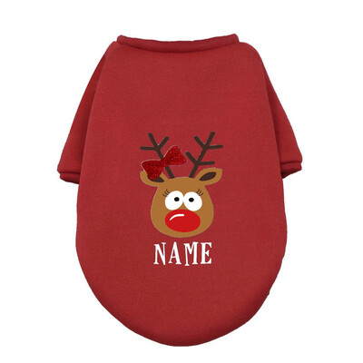 Személyre szabott kisállatkutyák karácsonyi ruhák Szarvas névkutyákkal Téli meleg kapucnis pulcsik francia bulldog kölyökkutya közepes méretű kutyaruha ajándék