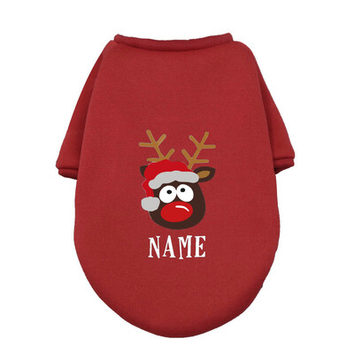 Személyre szabott kisállatkutyák karácsonyi ruhák Szarvas névkutyákkal Téli meleg kapucnis pulcsik francia bulldog kölyökkutya közepes méretű kutyaruha ajándék