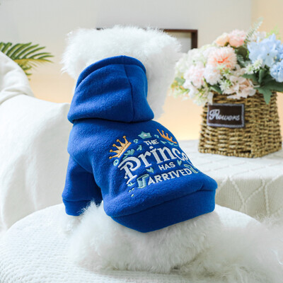 1 vnt. naminių gyvūnėlių drabužiai pavasario ir rudens aksominės mėlynos spalvos „Little Prince Hoodie“ kepuraitė, tinkanti mažiems ir vidutinio dydžio šunims