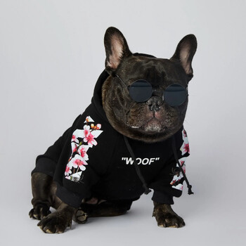 NONOR Кучешки дрехи WOOF Fashion Sakura Dog Jacket Pet Dog Hoodies Winter French Bulldog Pugs Sports Dog Jacket M-4XL