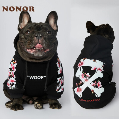 NONOR Кучешки дрехи WOOF Fashion Sakura Dog Jacket Pet Dog Hoodies Winter French Bulldog Pugs Sports Dog Jacket M-4XL