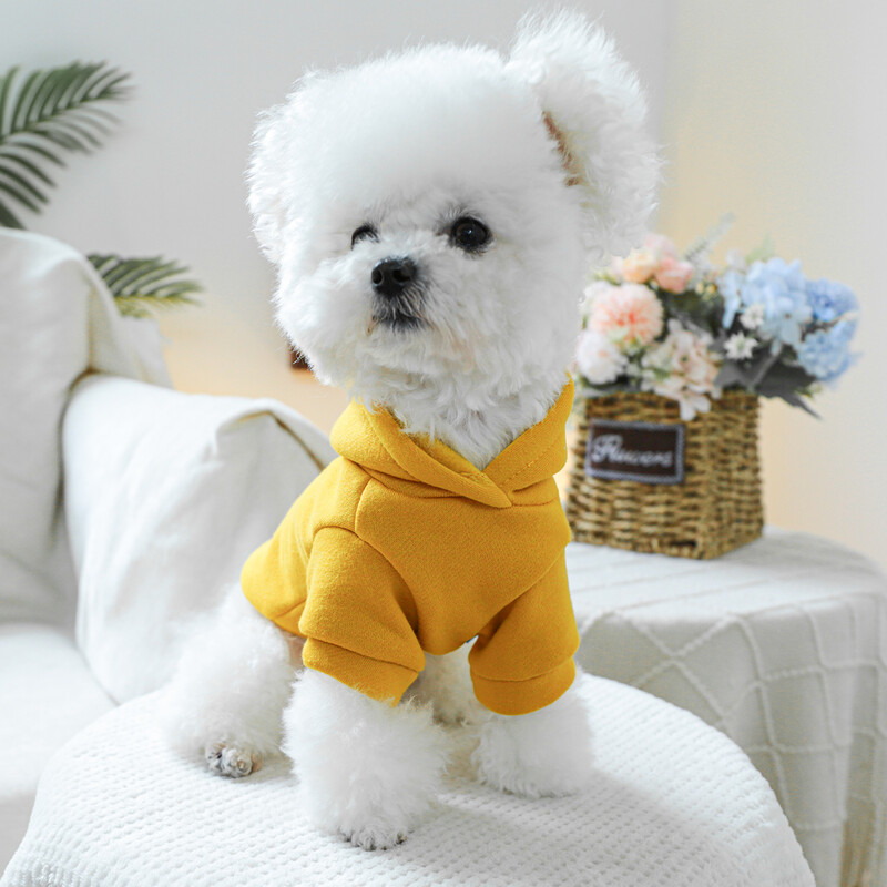 1PC mājdzīvnieku apģērbs kaķu pavasara un rudens melno ziedu Kalifornijas dzeltenā kapuci, kas piemērota maziem un vidējiem suņiem