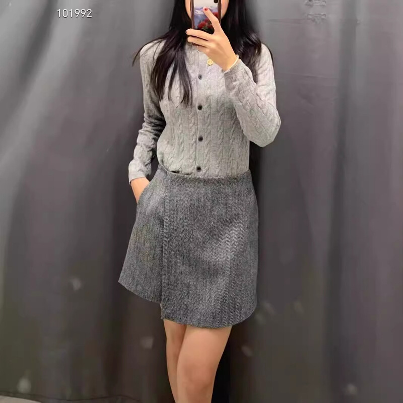 Izmēģinājums 2024 — jauni rudens Tvīda svārki sievietēm ar elastīgu jostasvietu novājēšanu 