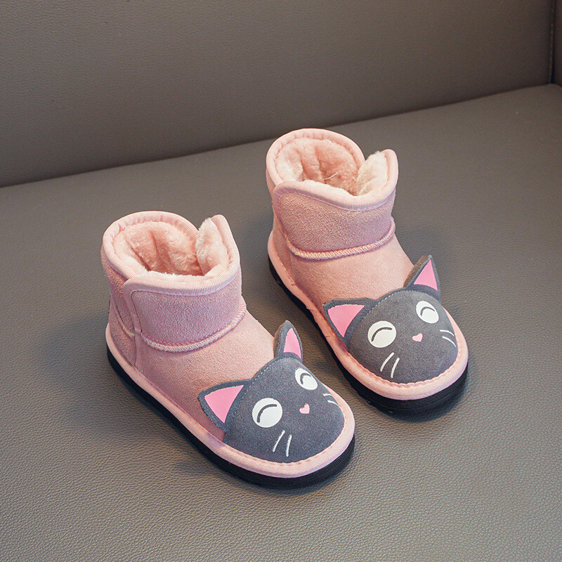 Mergaičių batai Cat Big Cotton Snow Boots Šilta žiema 2024 Storas padas plius aksomu pastorinti trumpi batai Medvilniniai neslystantys batai