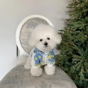 Rabbit Pet Dog με κουκούλα Fleece Παλτό Winter Bichon Ρούχα Ζεστό βαμβακερό παλτό Μικρό σκυλί χοντρό ζακέτα Χριστουγεννιάτικα ρούχα για κουτάβι