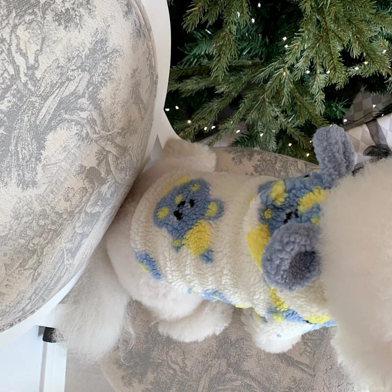 Iepure pentru animale de companie, haină cu glugă din lână pentru câini, haine de iarnă, haine bichon, haine calde din bumbac, câine mic, cardigan îngroșat, îmbrăcăminte pentru căței de Crăciun