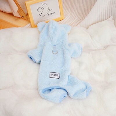 Haine pentru câini din fleece haină caldă de iarnă Chihuahua Salopetă pentru câini drăguț moale pisicuță costum cățel animal de companie câine hanorac cu patru picioare pijamale