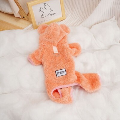 Haine pentru câini din fleece haină caldă de iarnă Chihuahua Salopetă pentru câini drăguț moale pisicuță costum cățel animal de companie câine hanorac cu patru picioare pijamale