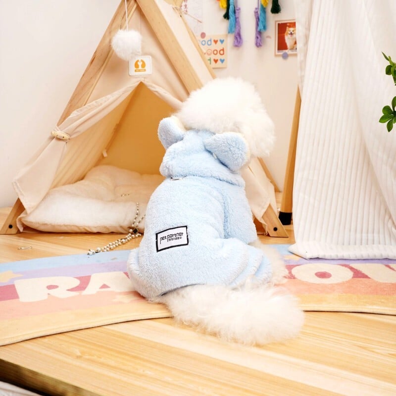 Haine pentru câini din fleece haină caldă de iarnă Chihuahua Salopetă pentru câini drăguț moale pisicuță costum cățel animal de companie câine hanorac cu patru picioare pijamale