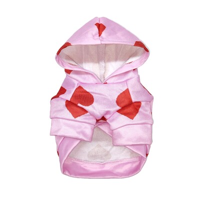 Hanorac pentru câini cu imprimeu cu model de inimă Hanorac de culoare roz Îmbrăcăminte de toamnă de iarnă Îmbrăcăminte moale și caldă pentru animale de companie pentru câini mic și mediu