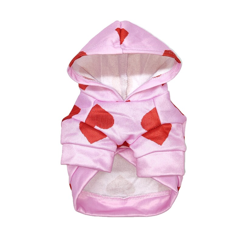 Hanorac pentru câini cu imprimeu cu model de inimă Hanorac de culoare roz Îmbrăcăminte de toamnă de iarnă Îmbrăcăminte moale și caldă pentru animale de companie pentru câini mic și mediu