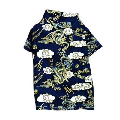 Costum Tang pentru câine din bumbac Cămașă moale în stil chinezesc Îmbrăcăminte pentru câini de Anul Nou Dragon/Model de nor de bun augur Respirabil