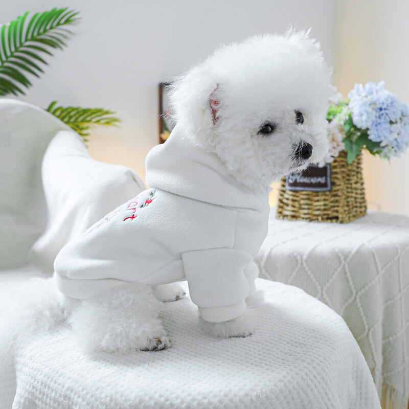 1 vnt naminių gyvūnėlių drabužiai pavasario ir rudens stori aksominiai balti Sweetheart džemperiai, tinkantys mažiems ir vidutinio dydžio šunims