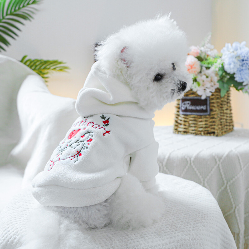 1 vnt naminių gyvūnėlių drabužiai pavasario ir rudens stori aksominiai balti Sweetheart džemperiai, tinkantys mažiems ir vidutinio dydžio šunims