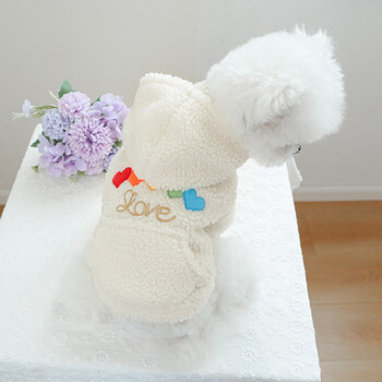 Pet Love Lamb Fleece Coat Clothes Dog Hoodie Coat Cat Clothing Rainbow Love Плюшено палто Дрехи за кучета за малки кучета Puppy