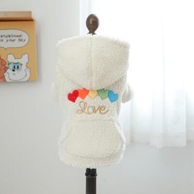 Pet Love Lamb Fleece Coat Clothes Dog Hoodie Coat Cat Clothing Rainbow Love Плюшено палто Дрехи за кучета за малки кучета Puppy