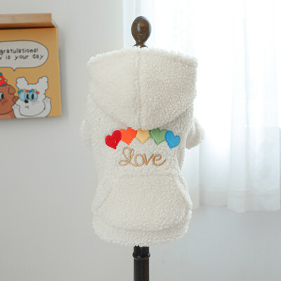Pet Love Lamb Fleece paltas Drabužiai šunims su gobtuvu Kailis Katės Drabužiai Rainbow Love pliušinis paltas šunų drabužiai mažiems šunims šuniukui