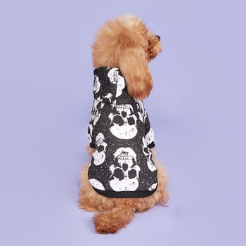 Суичър с качулка за кучета Ризи за Хелоуин Дрехи Куче Doggy Spooky Skull Pattern Дрехи за кучета Суичъри за кучета Облекло за домашни любимци Водолазка Кученце за