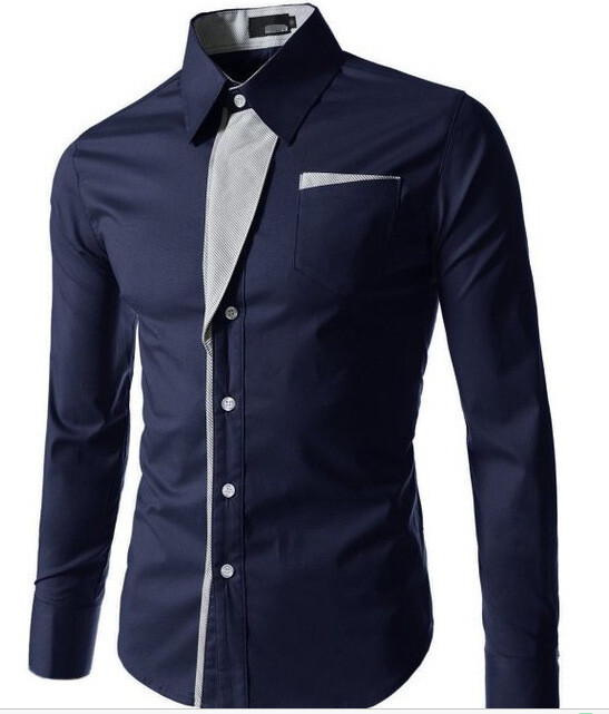 Modes krekls kontrastkrāsas vīriešu krekls svītrains ārējās tirdzniecības vīriešu krekls ar garām piedurknēm jauns