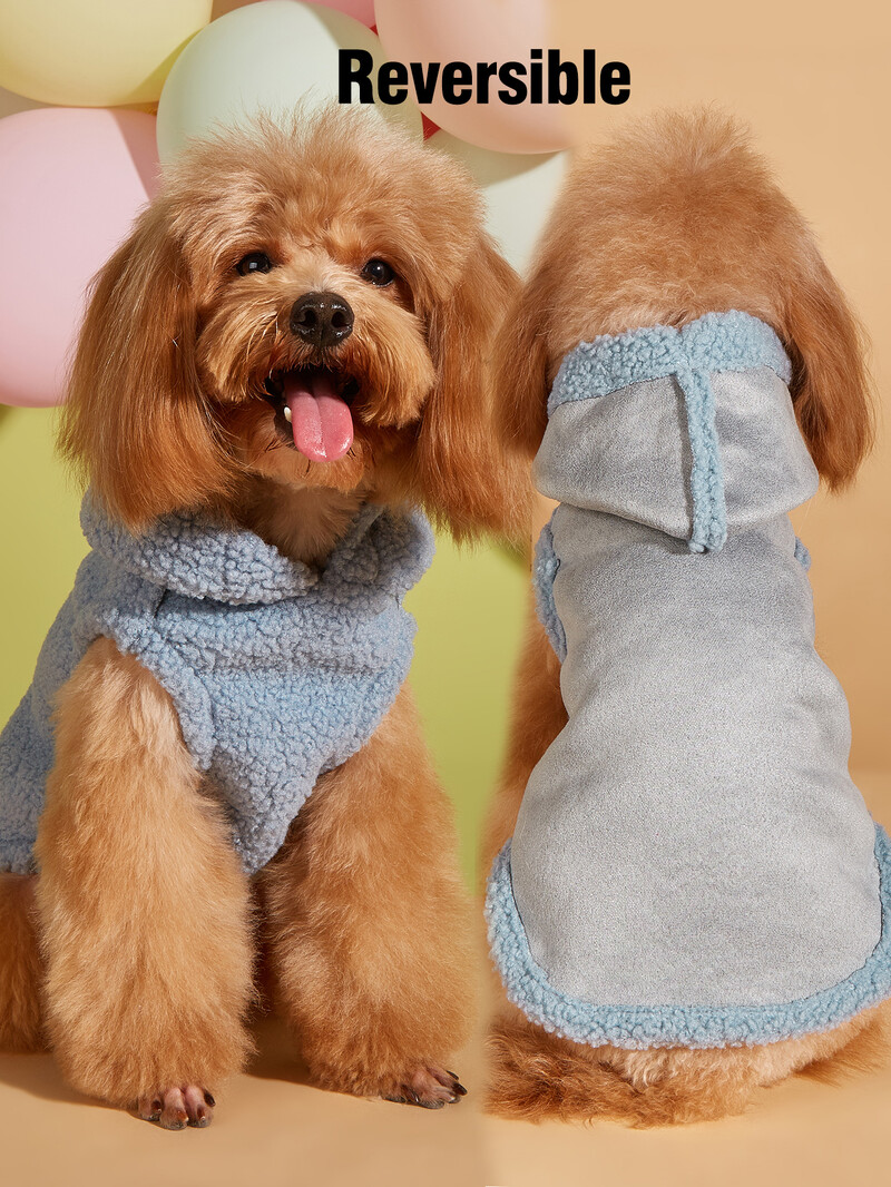 Suņu kapuces silta plīša suņa veste ar cepuri, mīksta flīsa odere Džemperis mazam sunim kaķim jauks kucēns ziema