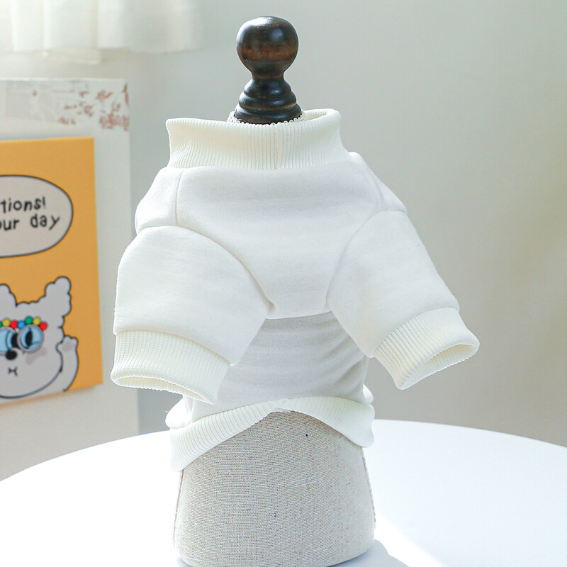 1 vnt. naminių gyvūnėlių drabužiai šunų katės pavasario rudeniniai ploni vilnoniai balti, draugiški marškinėliai su apvalia kakle su užtrauktuku mažiems vidutiniams šunims