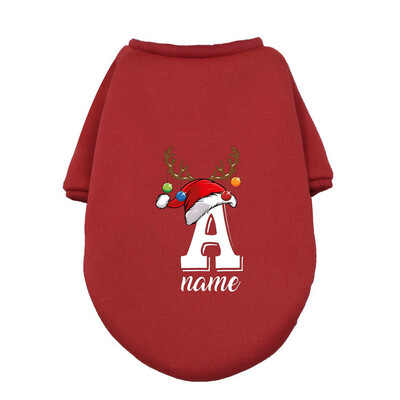 Asmeniniai kalėdiniai naminių šunų drabužiai Individualiai vardiniai šunys Žieminiai šilti gobtuvai Prancūzų buldogas šuniukui Vidutinio dydžio šunų drabužiai Dovana