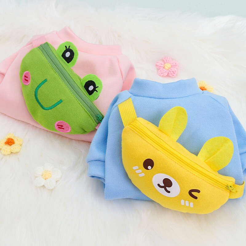 Divat Kutya Ingek Aranyos Béka Medve Uzsonnatáska Pulcsi Chihuahua Yorkie Lélegző Puha Pulóver Kölyökkutya jelmez Kisállat ruházat