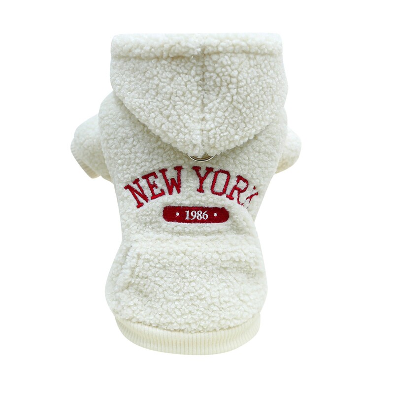 Haine pentru câini Îmbrăcăminte pentru pisici pentru câini Lână de miel Toamnă/Iarnă Hanorac cald New York Haine pentru animale de companie pentru câini de talie medie Accesorii pentru câini